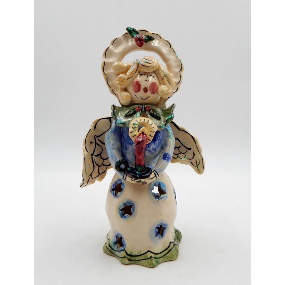 Blue Sky Heather Goldminc 2001 Angel Stars Candle Tealight Luminary 9 Inch
